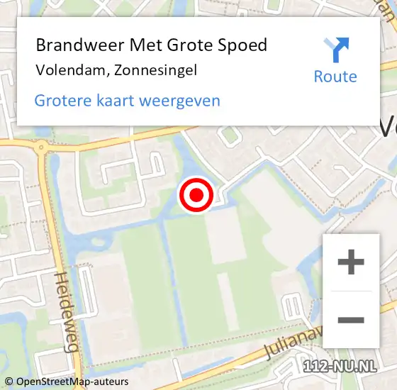 Locatie op kaart van de 112 melding: Brandweer Met Grote Spoed Naar Volendam, Zonnesingel op 20 juli 2016 10:54