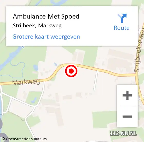 Locatie op kaart van de 112 melding: Ambulance Met Spoed Naar Strijbeek, Markweg op 20 juli 2016 12:02