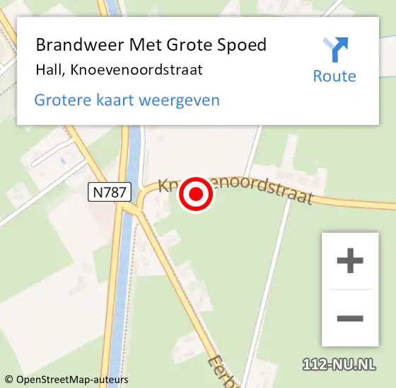 Locatie op kaart van de 112 melding: Brandweer Met Grote Spoed Naar Hall, Knoevenoordstraat op 20 juli 2016 12:34