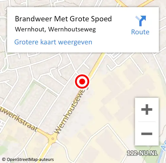 Locatie op kaart van de 112 melding: Brandweer Met Grote Spoed Naar Wernhout, Wernhoutseweg op 20 juli 2016 12:51