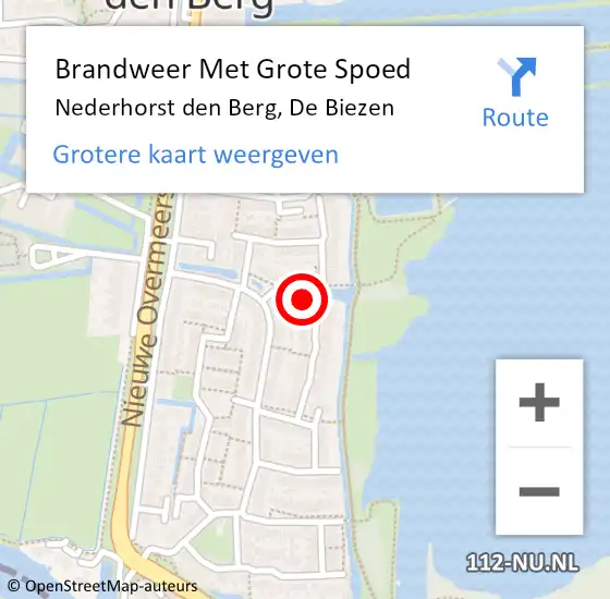 Locatie op kaart van de 112 melding: Brandweer Met Grote Spoed Naar Nederhorst den Berg, De Biezen op 20 juli 2016 12:52