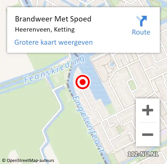 Locatie op kaart van de 112 melding: Brandweer Met Spoed Naar Heerenveen, Ketting op 21 december 2013 20:00