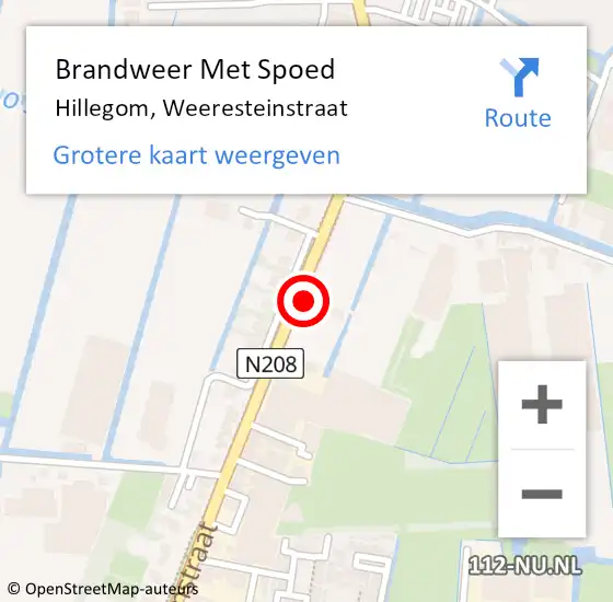 Locatie op kaart van de 112 melding: Brandweer Met Spoed Naar Hillegom, Weeresteinstraat op 20 juli 2016 13:19