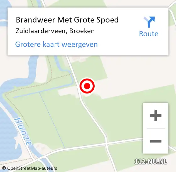 Locatie op kaart van de 112 melding: Brandweer Met Grote Spoed Naar Zuidlaarderveen, Broeken op 20 juli 2016 13:29