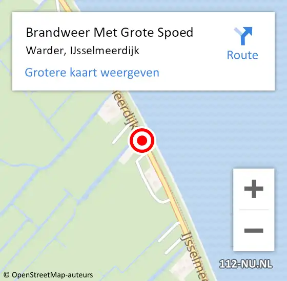 Locatie op kaart van de 112 melding: Brandweer Met Grote Spoed Naar Warder, IJsselmeerdijk op 20 juli 2016 13:36