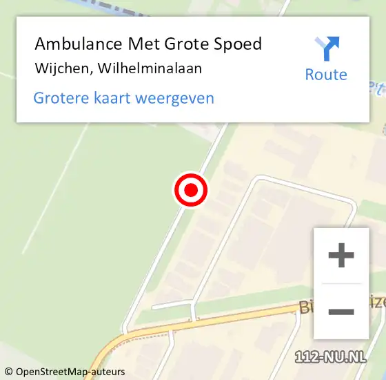 Locatie op kaart van de 112 melding: Ambulance Met Grote Spoed Naar Wijchen, Wilhelminalaan op 20 juli 2016 13:42