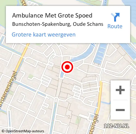 Locatie op kaart van de 112 melding: Ambulance Met Grote Spoed Naar Bunschoten-Spakenburg, Oude Schans op 20 juli 2016 14:04