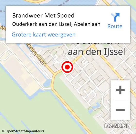 Locatie op kaart van de 112 melding: Brandweer Met Spoed Naar Ouderkerk aan den IJssel, Abelenlaan op 20 juli 2016 14:15