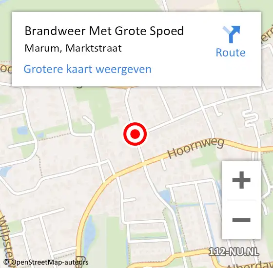 Locatie op kaart van de 112 melding: Brandweer Met Grote Spoed Naar Marum, Marktstraat op 20 juli 2016 14:30