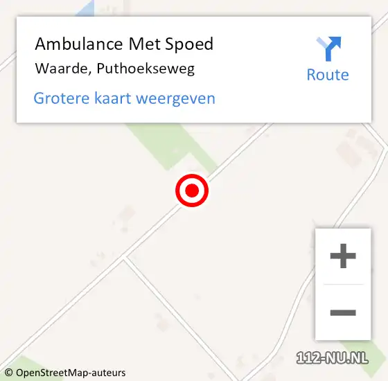 Locatie op kaart van de 112 melding: Ambulance Met Spoed Naar Waarde, Puthoekseweg op 16 september 2013 19:51