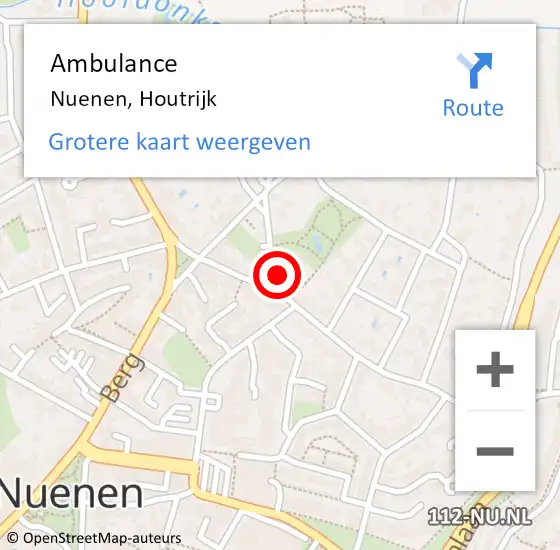 Locatie op kaart van de 112 melding: Ambulance Nuenen, Houtrijk op 20 juli 2016 15:06