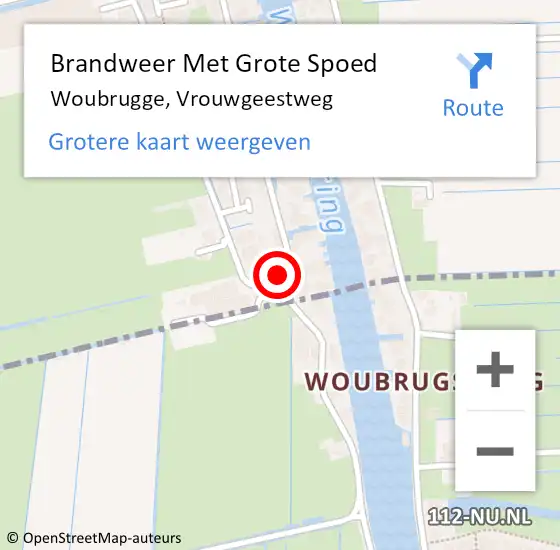 Locatie op kaart van de 112 melding: Brandweer Met Grote Spoed Naar Woubrugge, Vrouwgeestweg op 20 juli 2016 15:26