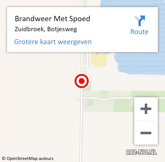 Locatie op kaart van de 112 melding: Brandweer Met Spoed Naar Zuidbroek, Botjesweg op 20 juli 2016 15:45