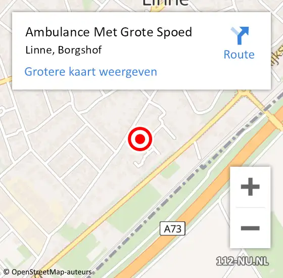 Locatie op kaart van de 112 melding: Ambulance Met Grote Spoed Naar Linne, Borgshof op 20 juli 2016 16:13