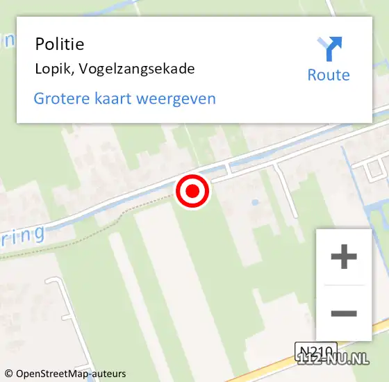 Locatie op kaart van de 112 melding: Politie Lopik, Vogelzangsekade op 20 juli 2016 16:51