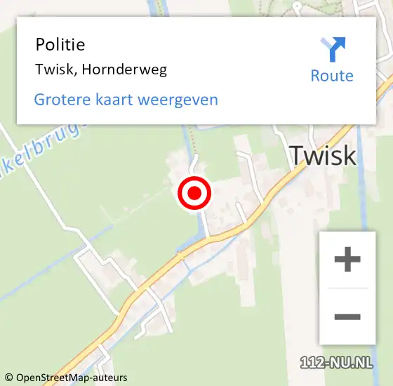 Locatie op kaart van de 112 melding: Politie Twisk, Hornderweg op 20 juli 2016 16:55