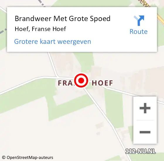 Locatie op kaart van de 112 melding: Brandweer Met Grote Spoed Naar Hoef, Franse Hoef op 20 juli 2016 16:57