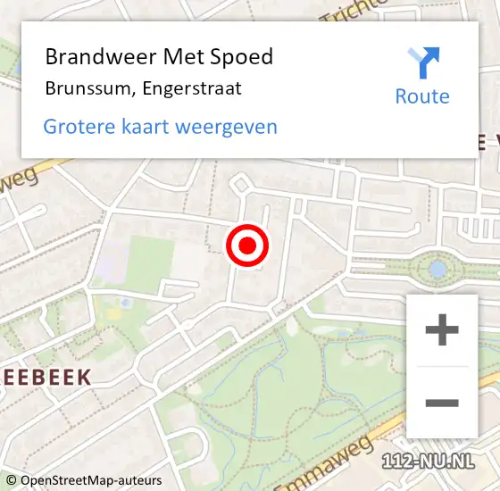 Locatie op kaart van de 112 melding: Brandweer Met Spoed Naar Brunssum, Engerstraat op 20 juli 2016 16:59