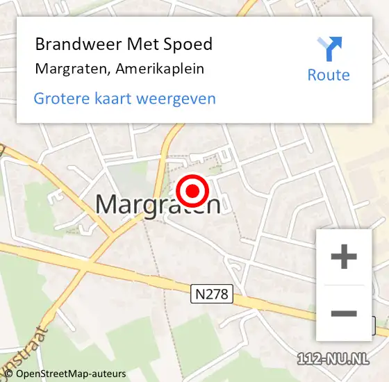 Locatie op kaart van de 112 melding: Brandweer Met Spoed Naar Margraten, Amerikaplein op 20 juli 2016 17:02