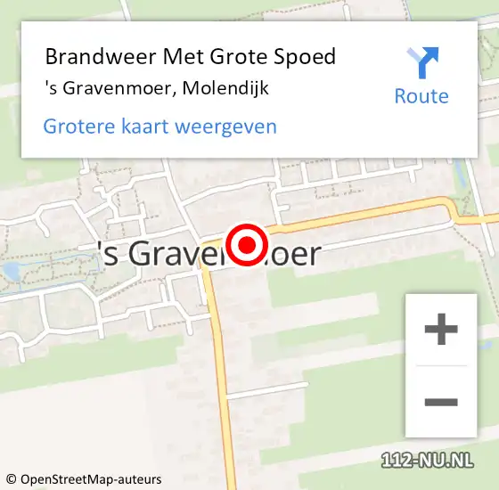 Locatie op kaart van de 112 melding: Brandweer Met Grote Spoed Naar 's Gravenmoer, Molendijk op 20 juli 2016 17:13