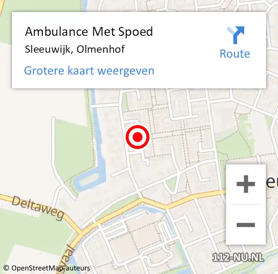 Locatie op kaart van de 112 melding: Ambulance Met Spoed Naar Sleeuwijk, Olmenhof op 20 juli 2016 18:30