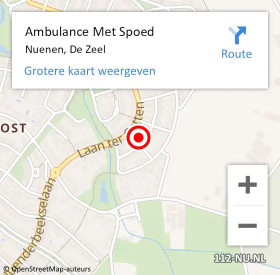 Locatie op kaart van de 112 melding: Ambulance Met Spoed Naar Nuenen, De Zeel op 20 juli 2016 18:51