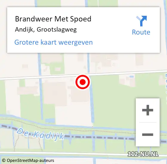 Locatie op kaart van de 112 melding: Brandweer Met Spoed Naar Andijk, Grootslagweg op 20 juli 2016 19:03