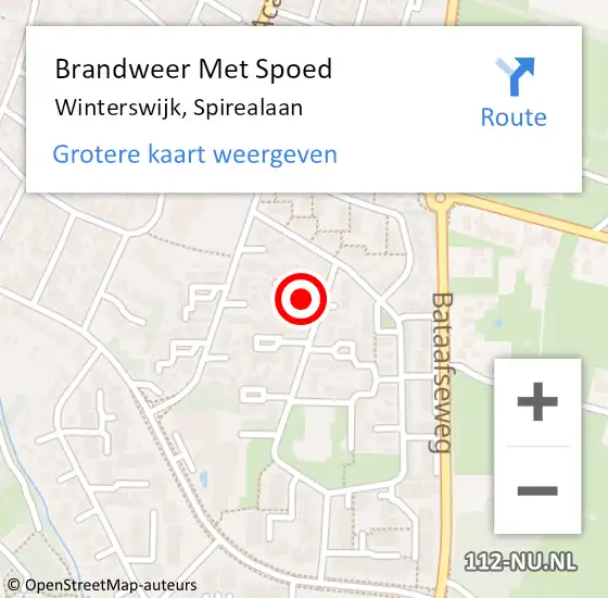 Locatie op kaart van de 112 melding: Brandweer Met Spoed Naar Winterswijk, Spirealaan op 20 juli 2016 19:30