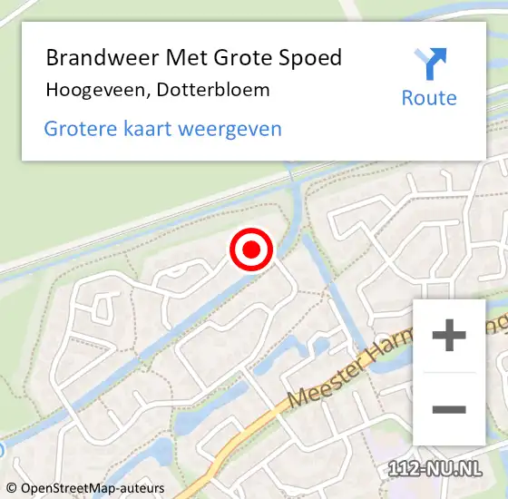 Locatie op kaart van de 112 melding: Brandweer Met Grote Spoed Naar Hoogeveen, Dotterbloem op 20 juli 2016 19:43