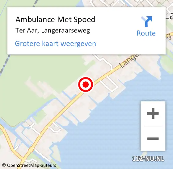 Locatie op kaart van de 112 melding: Ambulance Met Spoed Naar Ter Aar, Langeraarseweg op 20 juli 2016 20:25