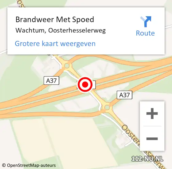 Locatie op kaart van de 112 melding: Brandweer Met Spoed Naar Wachtum, Oosterhesselerweg op 20 juli 2016 21:04