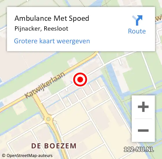 Locatie op kaart van de 112 melding: Ambulance Met Spoed Naar Pijnacker, Reesloot op 20 juli 2016 21:30