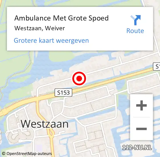 Locatie op kaart van de 112 melding: Ambulance Met Grote Spoed Naar Westzaan, Weiver op 20 juli 2016 22:11