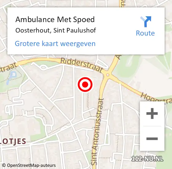 Locatie op kaart van de 112 melding: Ambulance Met Spoed Naar Oosterhout, Sint Paulushof op 20 juli 2016 23:01