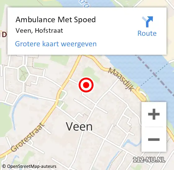 Locatie op kaart van de 112 melding: Ambulance Met Spoed Naar Veen, Hofstraat op 20 juli 2016 23:27