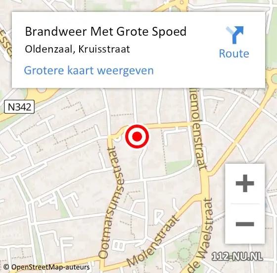 Locatie op kaart van de 112 melding: Brandweer Met Grote Spoed Naar Oldenzaal, Kruisstraat op 20 juli 2016 23:36