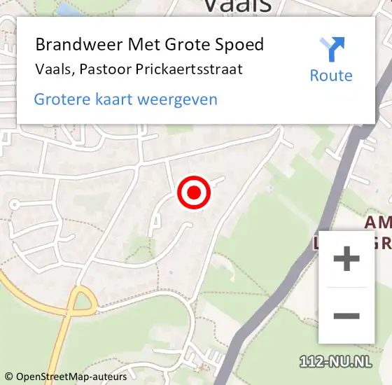 Locatie op kaart van de 112 melding: Brandweer Met Grote Spoed Naar Vaals, Pastoor Prickaertsstraat op 20 juli 2016 23:52