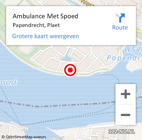 Locatie op kaart van de 112 melding: Ambulance Met Spoed Naar Papendrecht, Plaet op 21 juli 2016 01:11