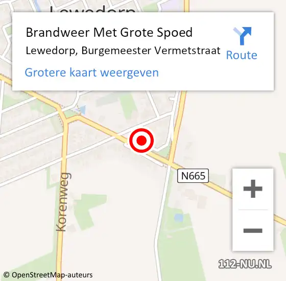 Locatie op kaart van de 112 melding: Brandweer Met Grote Spoed Naar Lewedorp, Burgemeester Vermetstraat op 21 juli 2016 03:04