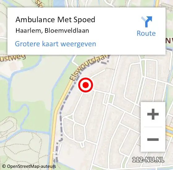 Locatie op kaart van de 112 melding: Ambulance Met Spoed Naar Haarlem, Bloemveldlaan op 21 juli 2016 03:11