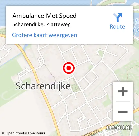 Locatie op kaart van de 112 melding: Ambulance Met Spoed Naar Scharendijke, Platteweg op 21 juli 2016 03:36