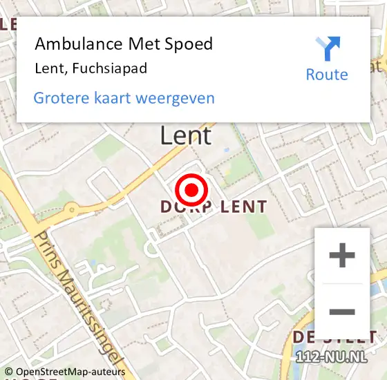 Locatie op kaart van de 112 melding: Ambulance Met Spoed Naar Lent, Fuchsiapad op 21 juli 2016 04:12