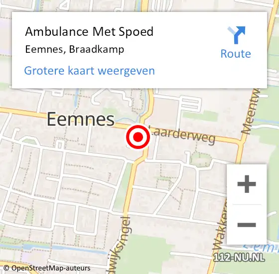 Locatie op kaart van de 112 melding: Ambulance Met Spoed Naar Eemnes, Braadkamp op 21 juli 2016 04:35