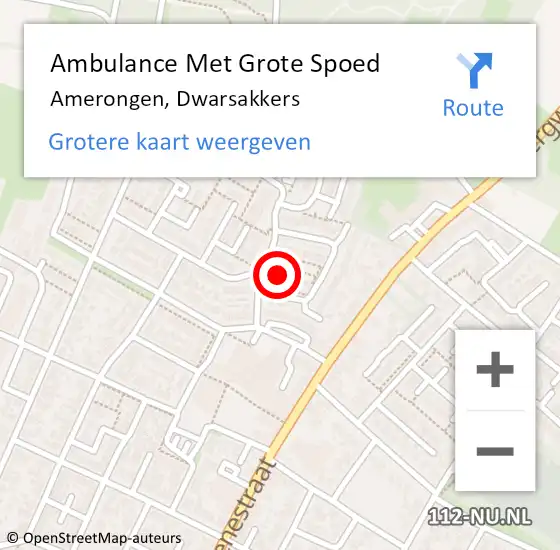 Locatie op kaart van de 112 melding: Ambulance Met Grote Spoed Naar Amerongen, Dwarsakkers op 21 juli 2016 04:41