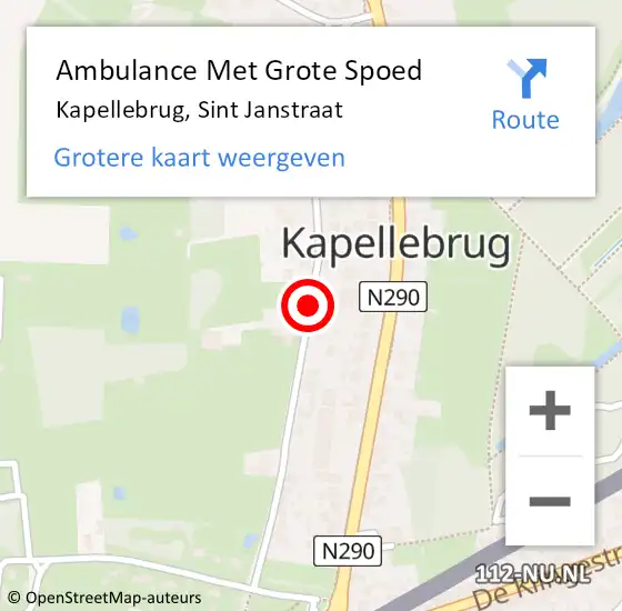 Locatie op kaart van de 112 melding: Ambulance Met Grote Spoed Naar Kapellebrug, Sint Janstraat op 21 juli 2016 06:10