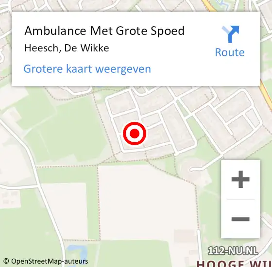 Locatie op kaart van de 112 melding: Ambulance Met Grote Spoed Naar Heesch, De Wikke op 21 juli 2016 07:25