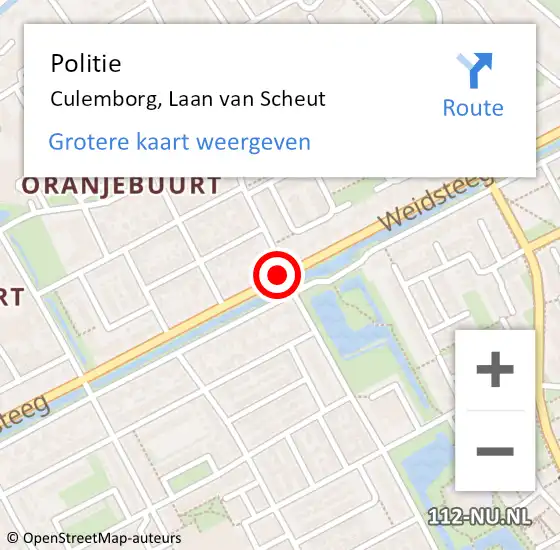 Locatie op kaart van de 112 melding: Politie Culemborg, Laan van Scheut op 16 september 2013 19:59