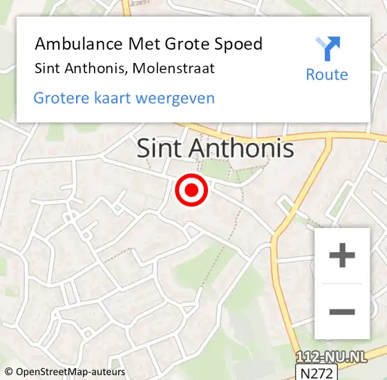 Locatie op kaart van de 112 melding: Ambulance Met Grote Spoed Naar Sint Anthonis, Molenstraat op 21 juli 2016 08:01