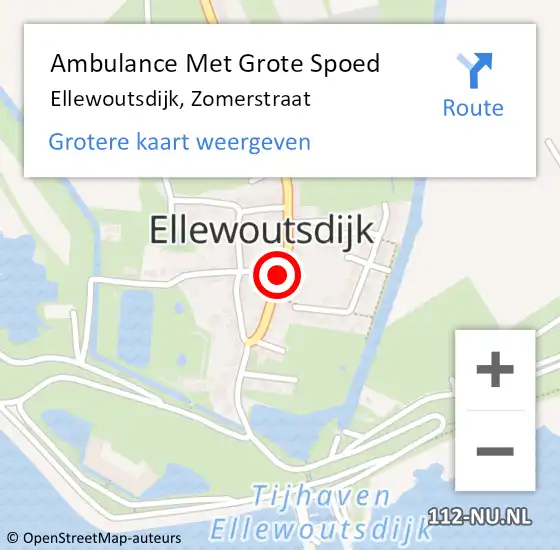 Locatie op kaart van de 112 melding: Ambulance Met Grote Spoed Naar Ellewoutsdijk, Zomerstraat op 21 juli 2016 08:41