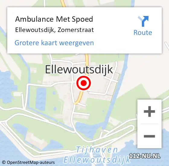 Locatie op kaart van de 112 melding: Ambulance Met Spoed Naar Ellewoutsdijk, Zomerstraat op 21 juli 2016 09:03